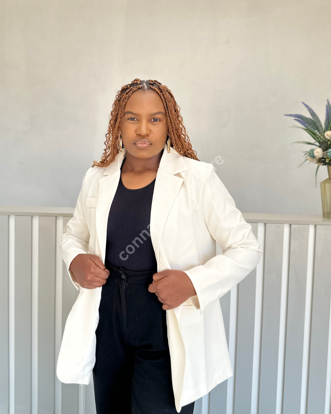 Structured Formal Bossed-Up Blazer - Vanilla