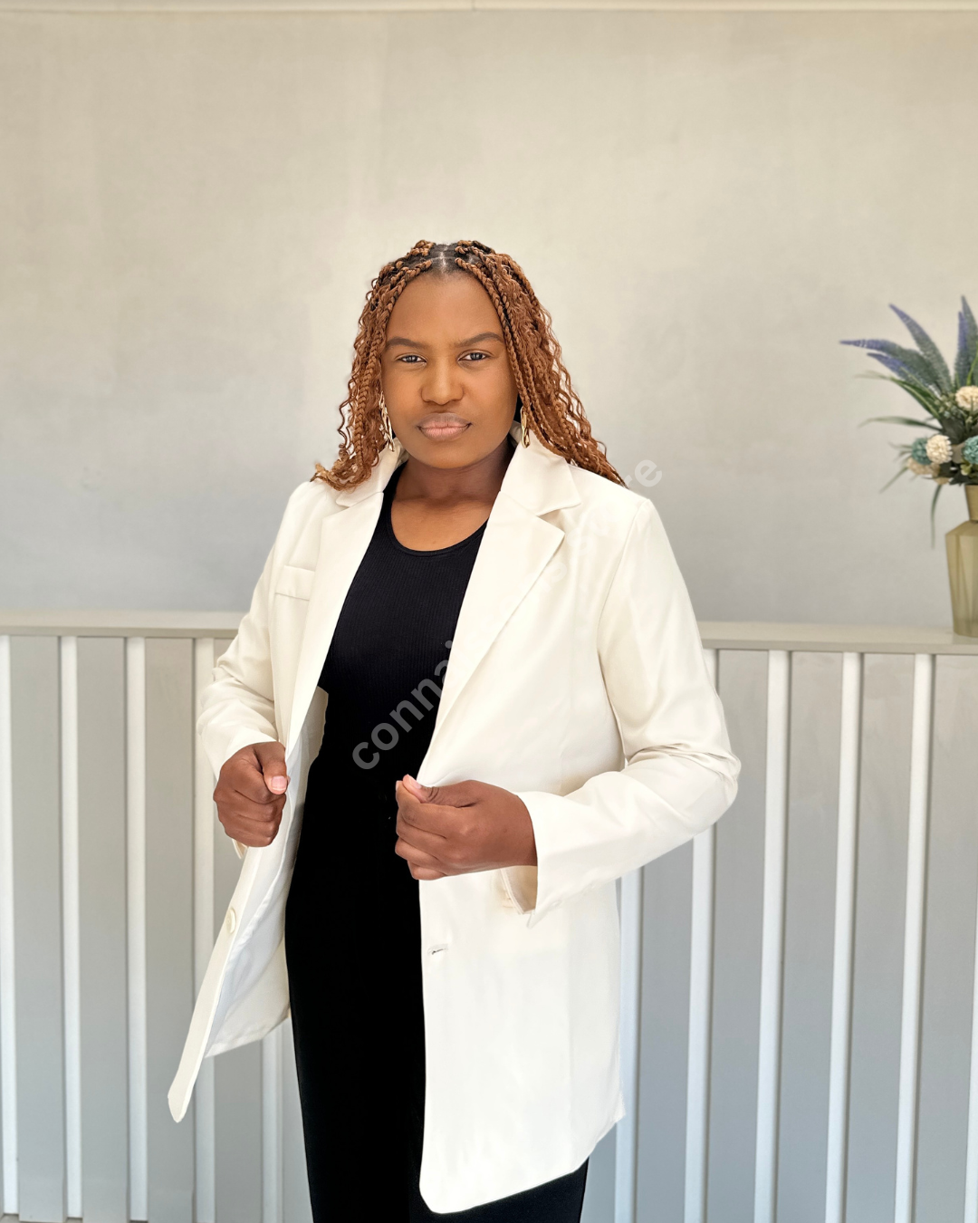 Structured Formal Bossed-Up Blazer - Vanilla