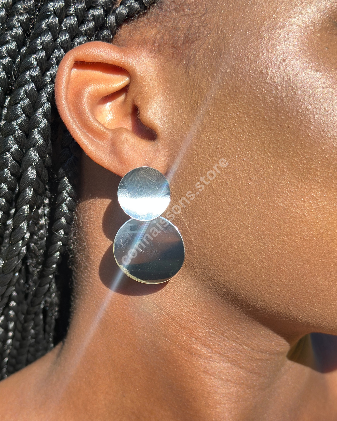 Double Buttoned Earrings - Silver