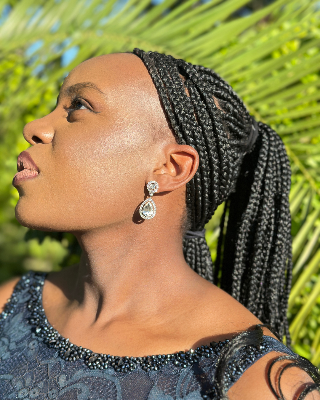 Pear Cut Drop Earrings - Silver