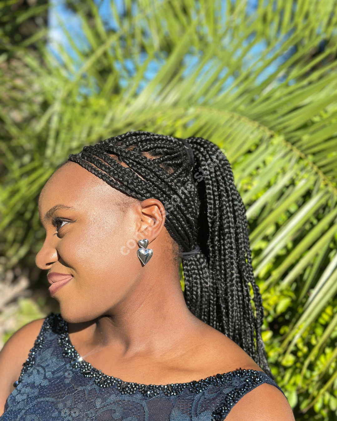 Double Heart Drop Earrings - Silver