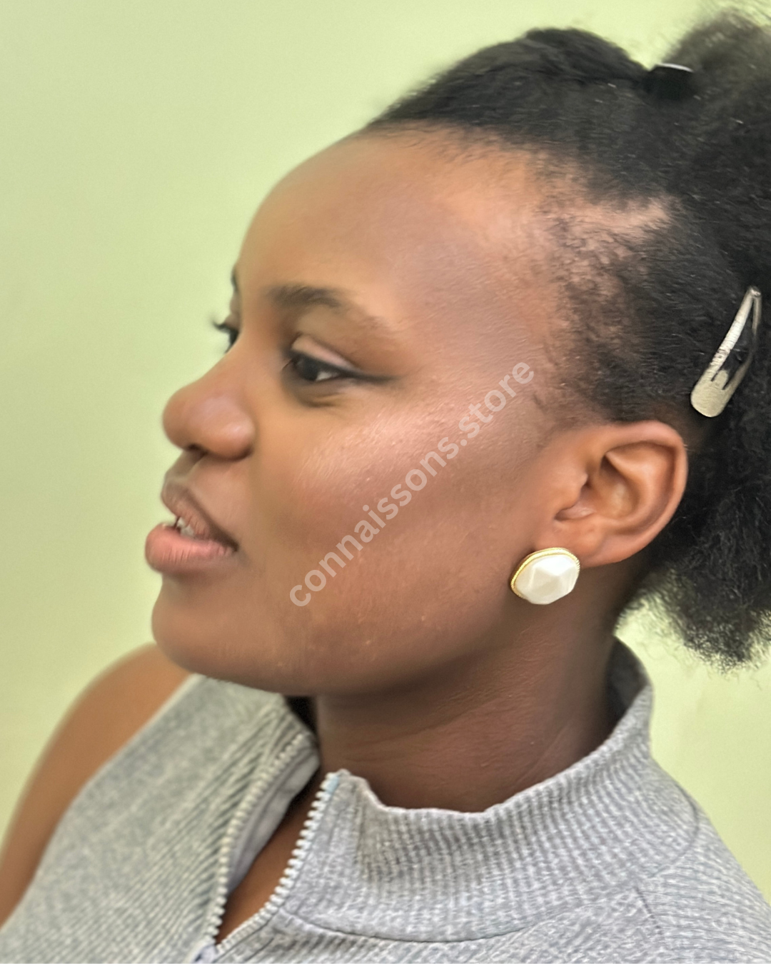 The Glam Stone Stud - White