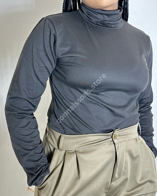 Basic Turtleneck Top - Black