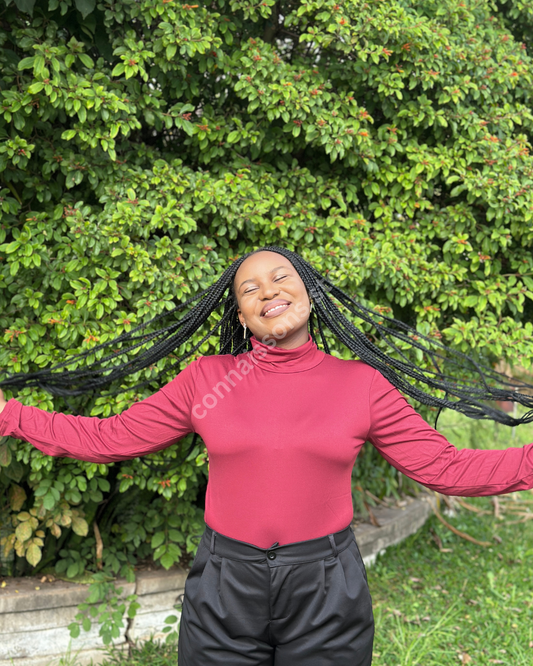 Basic Turtleneck Top - Burgundy