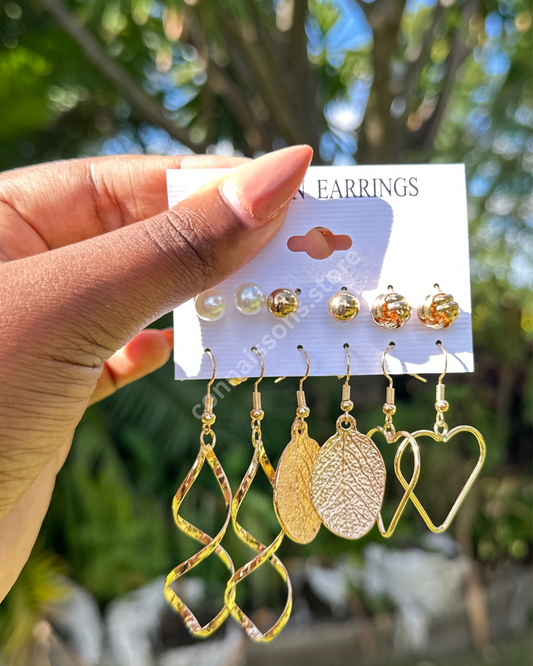 Golden Radiance Earrings - 6 Piece Set