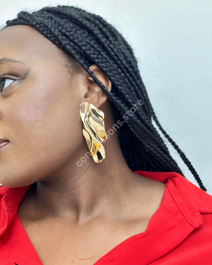 Jagged Bolt Earring - Gold