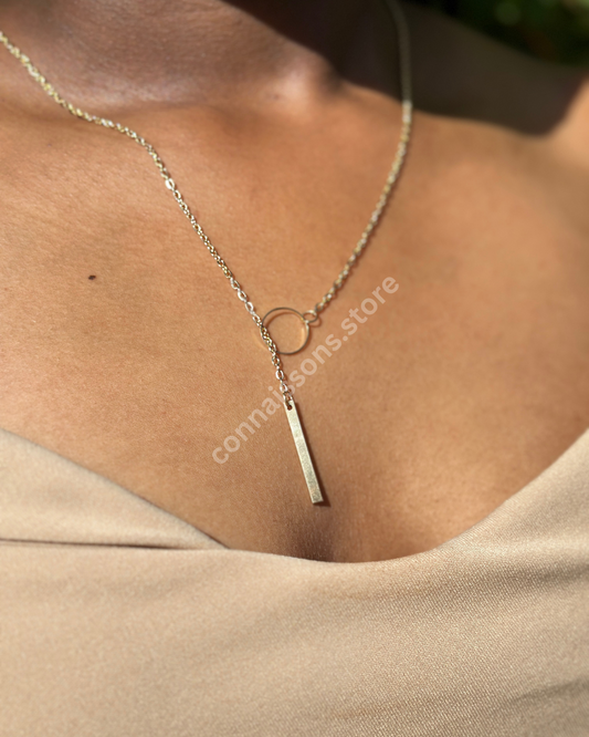 Loop and Bar Necklace - Gold