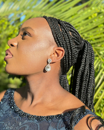 Pear Cut Drop Earrings - Silver