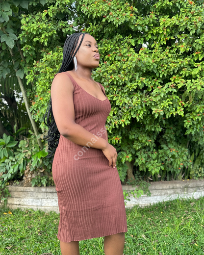 Ribbed Cami Dress - Brown