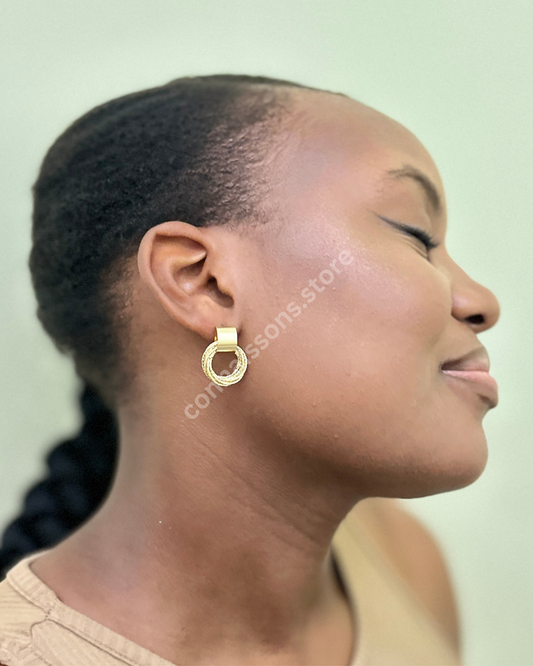 Round Swirl Earrings - Gold