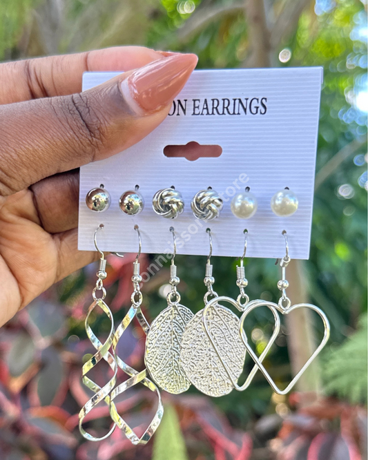 Silver Radiance Earrings - 6 Piece Set