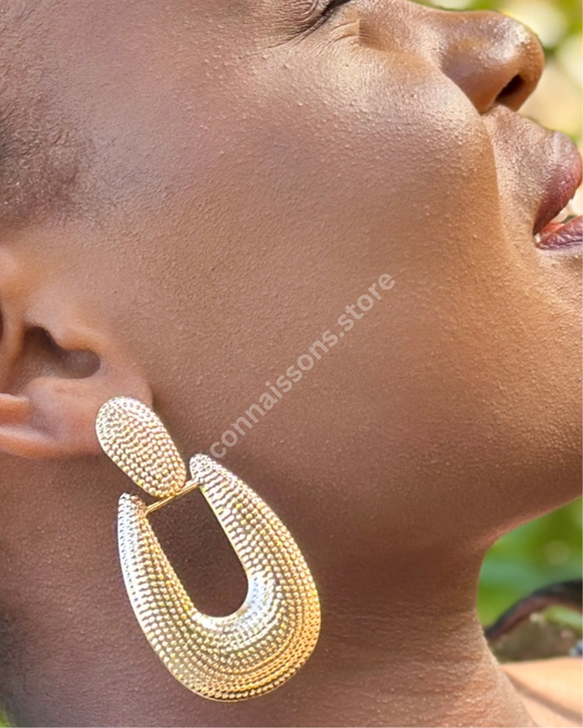 Tear Dot Textured Drop Earrings - Gold
