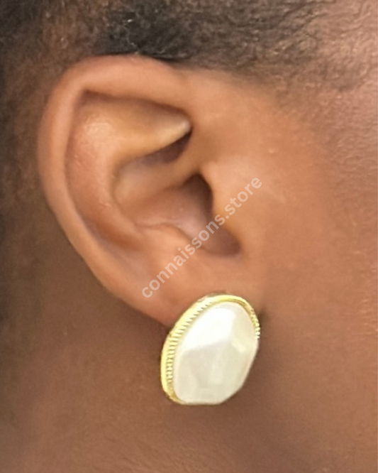 The Glam Stone Stud - White