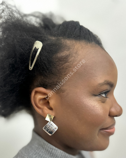 Metallic Tiled Collage Earrings - Gold/Silver